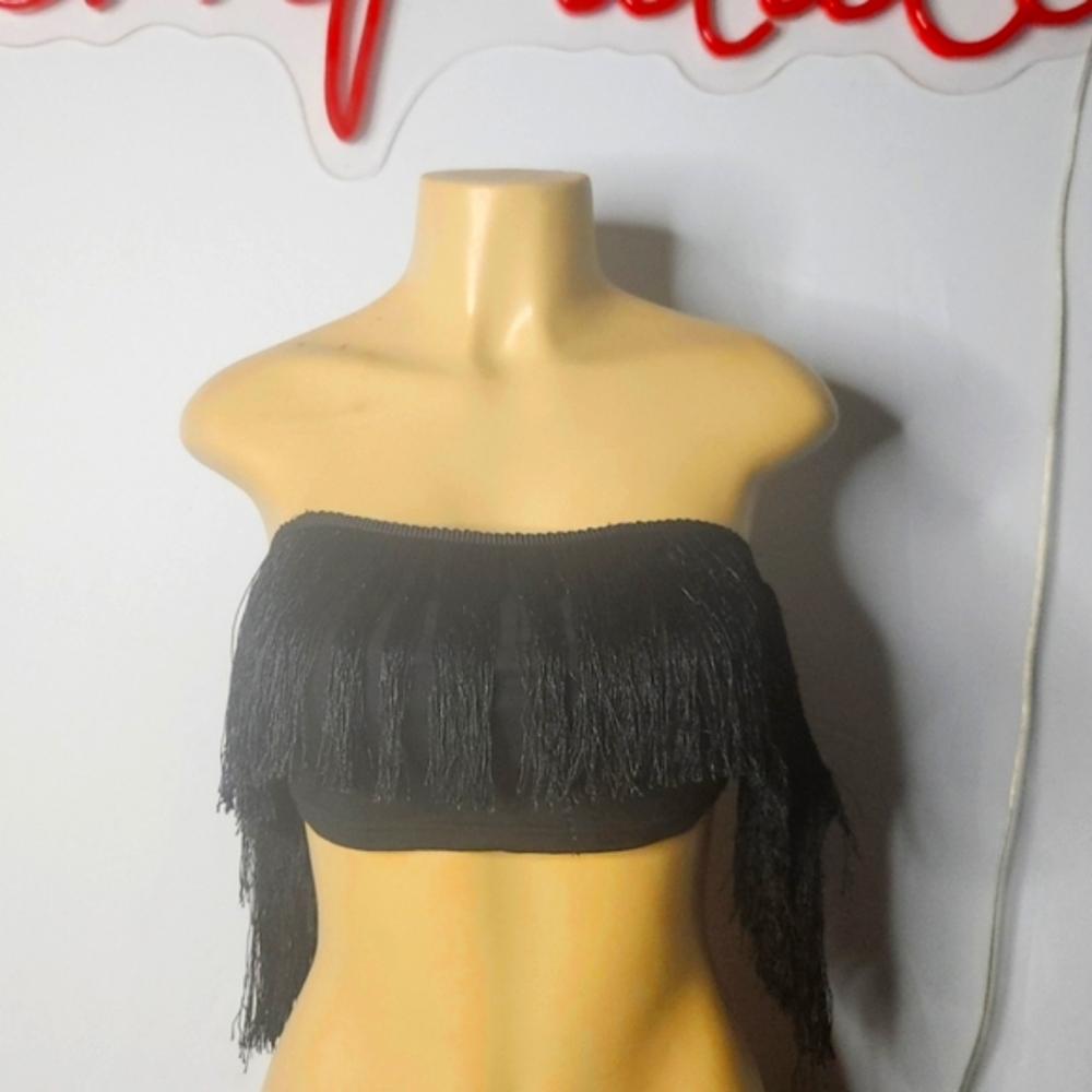 Never worn Shein fringe crop top